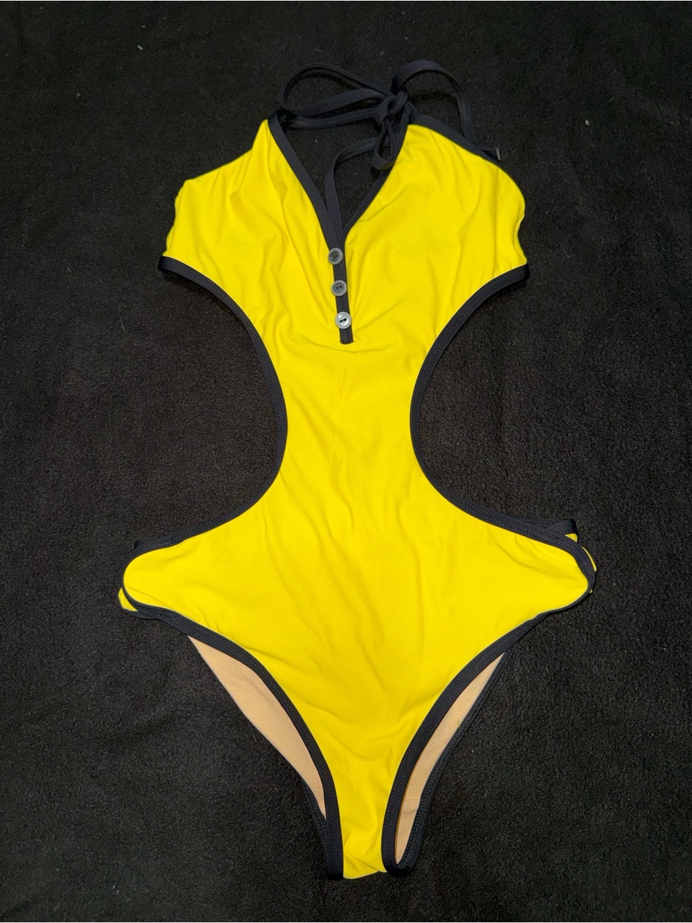 dELiA*s Yellow and Black Cutout One-Piece Swimsuit